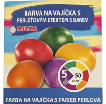 Farba na vajíčka s perleťovým efektom pre 50 vajec, 5 farieb