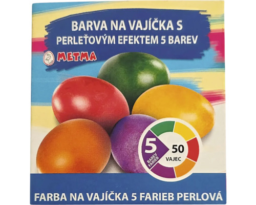 Farba na vajíčka s perleťovým efektom pre 50 vajec, 5 farieb