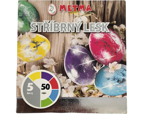 Farby na vajíčka Metma strieborný lesk pre 50 vajíčok v 5 farbách