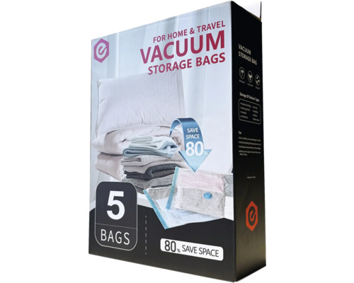 Balenie piatich vákuových vreciek na uloženie textilu a odevov