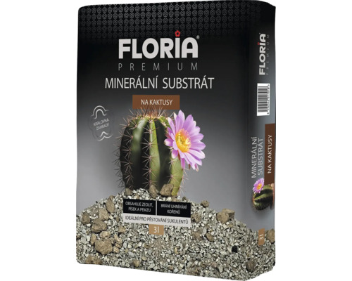 Floria Premium minerálny substrát pre kaktusy, 3 litre
