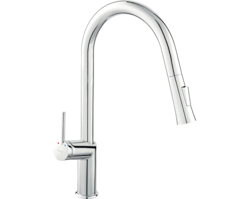 Kuchynská batéria so sprškou Ferro Cumulus chrómová BCU8 Kuchynská batéria s vysokým výtokom a výsuvnou sprchou