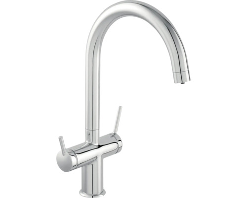 Kuchynská batéria s vysokým výtokom a dvoma rukoväťami