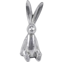 Dekoračná figúrka zajaca z kovu v striebornom prevedení