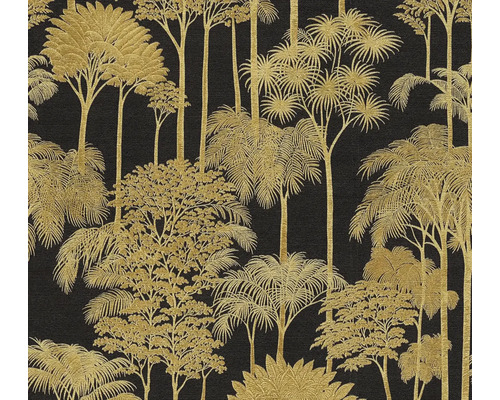 Tapeta so zlatým vzorom paliem a stromov