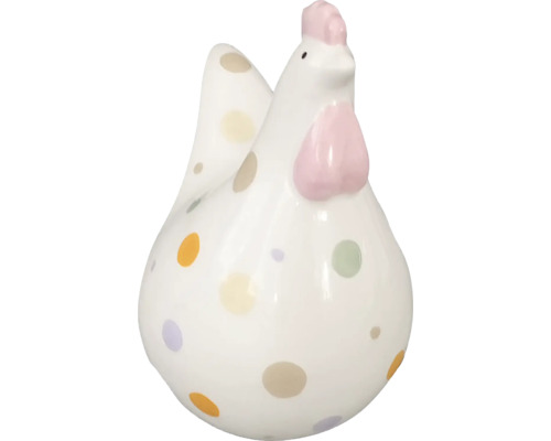 Dekoratívna keramická figúrka sliepky s bodkovaným vzorom