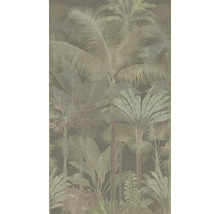 Tapeta s tropickým vzorom paliem a listov džungle.