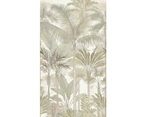 Tapeta s tropickým motívom džungle, zobrazujúca rôzne palmy a exotické rastliny v detailnom grafickom štýle.