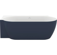 Voľne stojaca vaňa s obdĺžnikovým tvarom a modrým vonkajším obložením