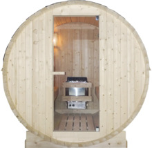 Sudová sauna so sklenenými dverami a pecou