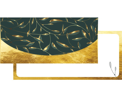 Abstraktný dizajn s motívom listov a zlatou textúrou