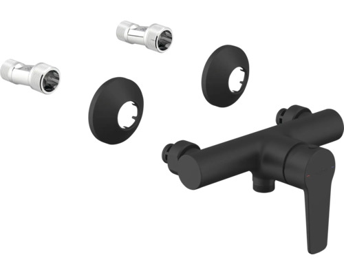 Sprchová batéria v čiernej farbe s S-prípojkami a ružicami