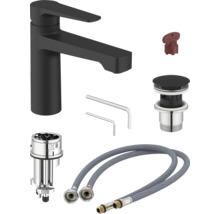 Umývadlová batéria v čiernej farbe s príslušenstvom