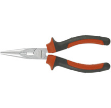 Ploché kliešte s dlhými, zužujúcimi sa čeľusťami a izolovanými rukoväťami