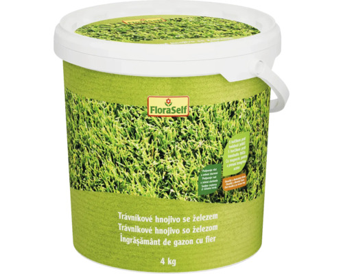 Trávnikové hnojivo so železom vo vedre