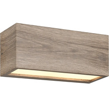 Nástenné LED svietidlo vo farbe dreva v tvare kvádra