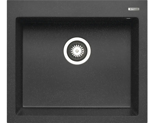 Čierny granitový drez s odtokovou armatúrou