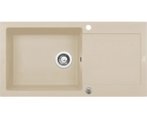 Béžový kuchynský drez s odkvapkávacou plochou