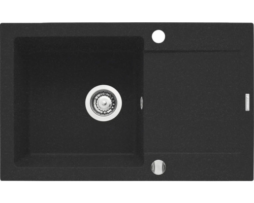 Čierny granitový kuchynský drez s odkvapkávacou plochou