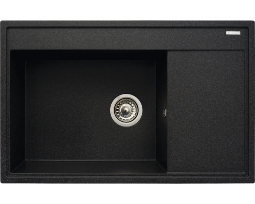 Čierny kuchynský drez s odkvapkávacou plochou