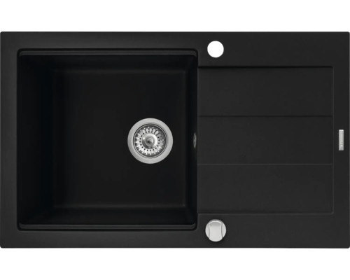 Čierny kuchynský drez s odkvapkávacou plochou
