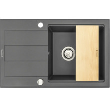 Žulový drez s odkvapkávacou plochou a doskou na krájanie