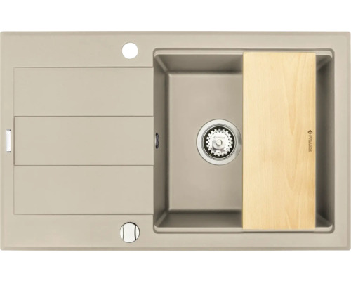 Silgranitový drez s odkvapkávacou plochou a doskou na krájanie