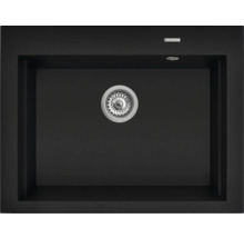 Čierny kompozitný kuchynský drez s odtokovou armatúrou