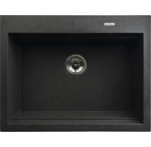 Čierny kompozitný drez s odtokovou armatúrou