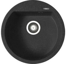 Okrúhly granitový kuchynský drez s odtokom a logom Pyramis