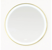 Okrúhle zrkadlo s LED osvetlením a zlatým rámom