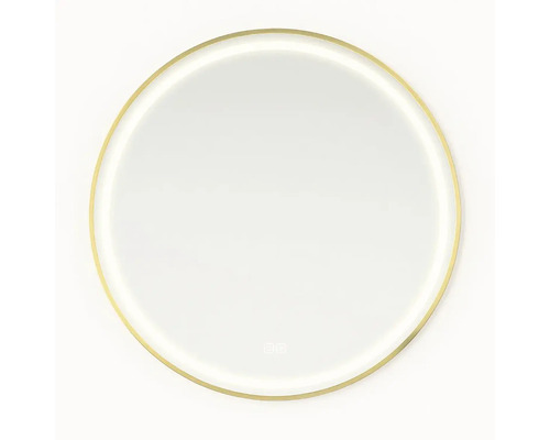 Okrúhle zrkadlo s osvetlením a zlatým rámom