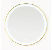 Okrúhle zrkadlo s integrovaným osvetlením a zlatým rámom