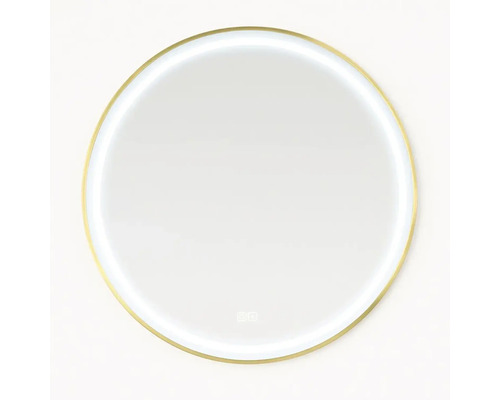 Okrúhle zrkadlo s integrovaným osvetlením a zlatým rámom