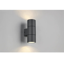 Tmavosivé nástenné svietidlo s dvoma svetelnými zdrojmi na vonkajšie použitie