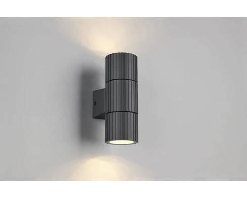 Tmavosivé nástenné svietidlo s dvoma svetelnými zdrojmi na vonkajšie použitie