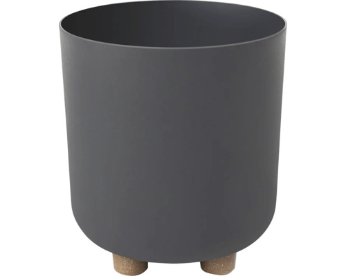 Sivý kvetináč s drevenými nožičkami