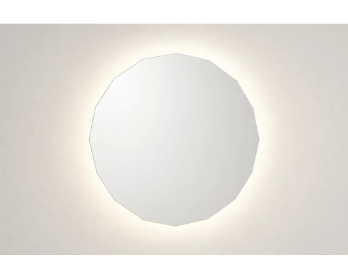 Okrúhle zrkadlo s fazetovým okrajom a nepriamym osvetlením