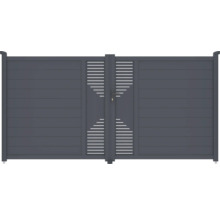 Dvojkrídlová brána z hliníka s vodorovnými lamelami