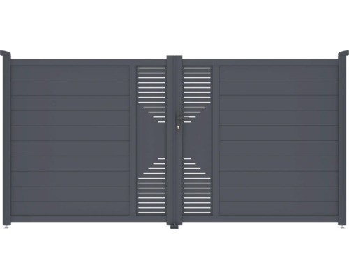 Dvojkrídlová brána z hliníka s vodorovnými lamelami