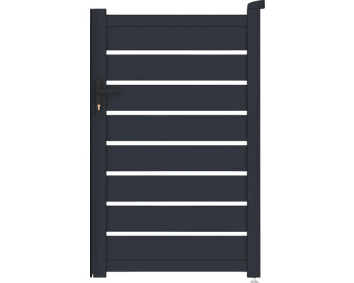 Hliníková záhradná bránka s vodorovnými lamelami a kľučkou