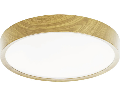 Okrúhle stropné svietidlo s dreveným rámom