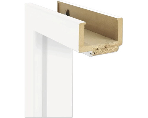 Detailný pohľad na biely drevený rám dverí