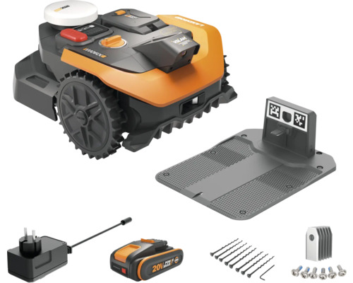 Robotická kosačka Worx Landroid Vision Cloud Robotická kosačka Worx Landroid Vision s nabíjacou stanicou, batériou, napájacím zdrojom a upevňovacím materiálom