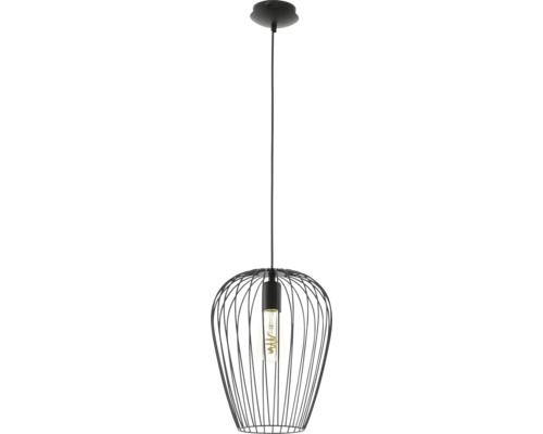 Závesná lampa s čiernou drôtenou konštrukciou