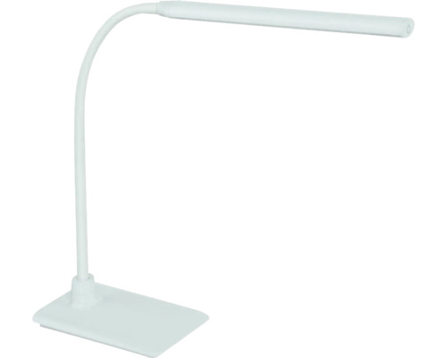 Biela LED stolná lampa s flexibilným ramenom