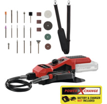 Akumulátorové multifunkčné náradie Einhell s príslušenstvom a popruhom. Batéria a nabíjačka nie sú súčasťou balenia.