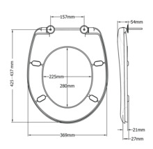Technický nákres WC sedadla s rozmermi