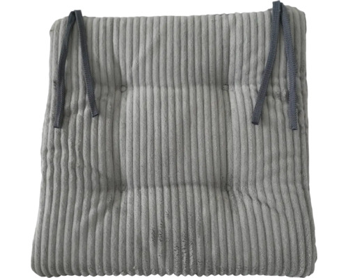 Menčestrový podsedák svetlosivý Lincoln 40 x 40 cm Sivý menčestrový sedák s viazacími pásmi