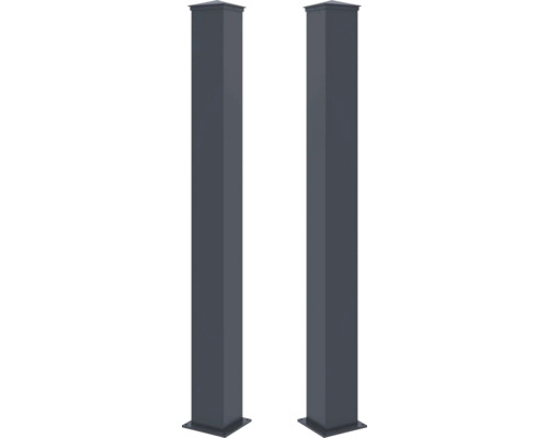 Dva sivé kovové stĺpiky plotu